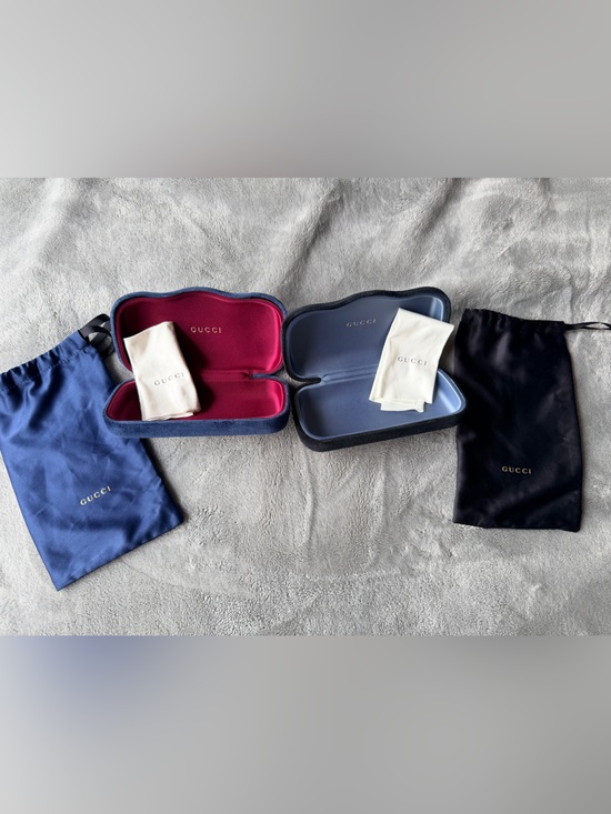 Gucci Accessories - Gucci Sunglasses Hard Cases & Pouch - Navy & Burgundy- DUO